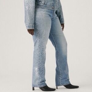 Levi's Premium BEYONCE X 501 Curve High Rise Straight Jean, Rhinestones 27x30
